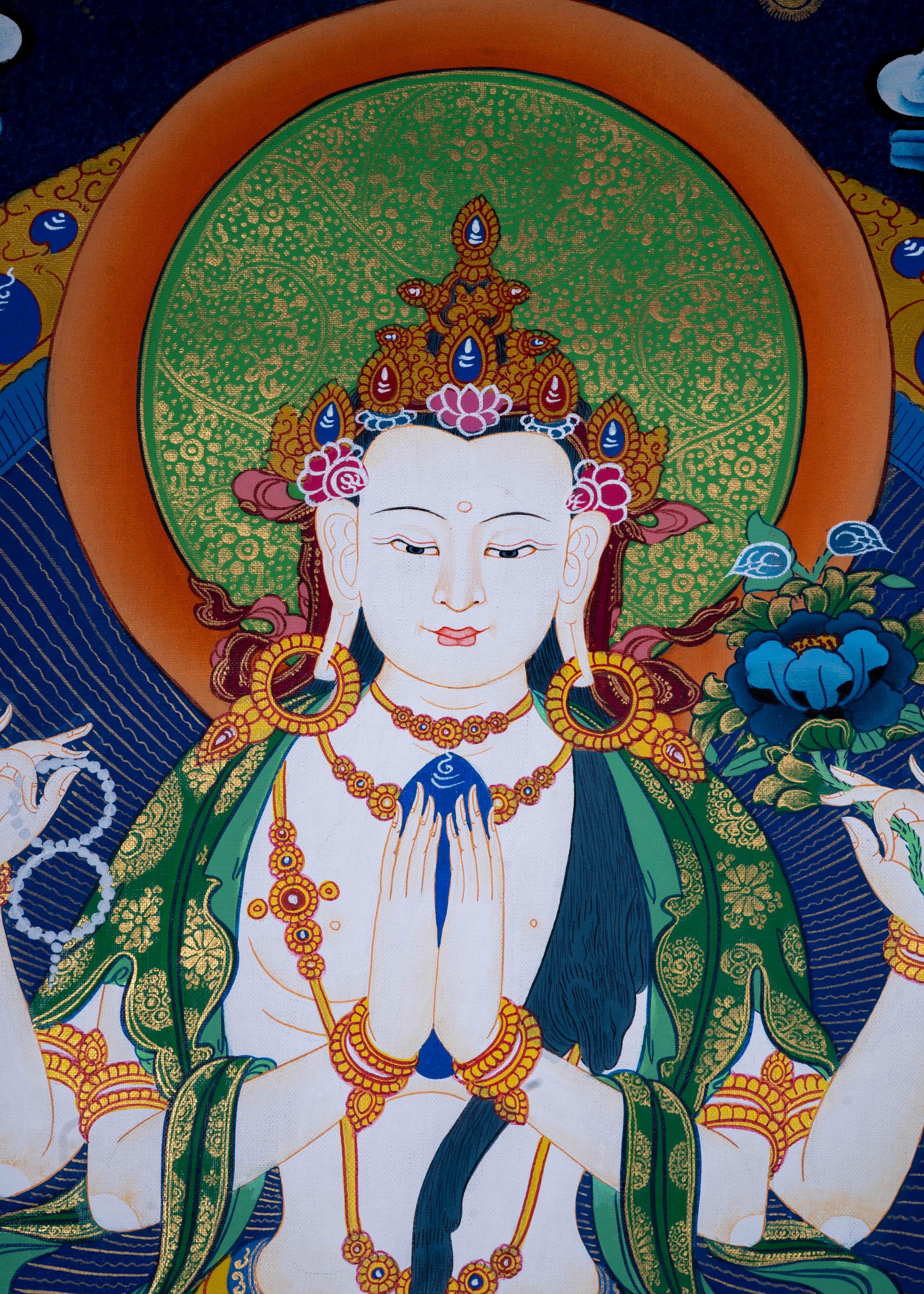 Genuine Hand Painting of Chenrezig - Himalayas Shop