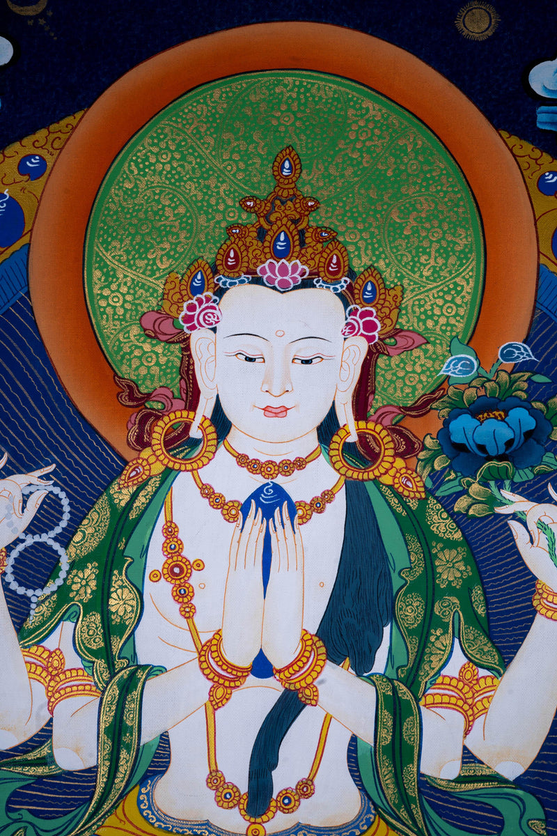 Genuine Hand Painting of Chenrezig - Himalayas Shop