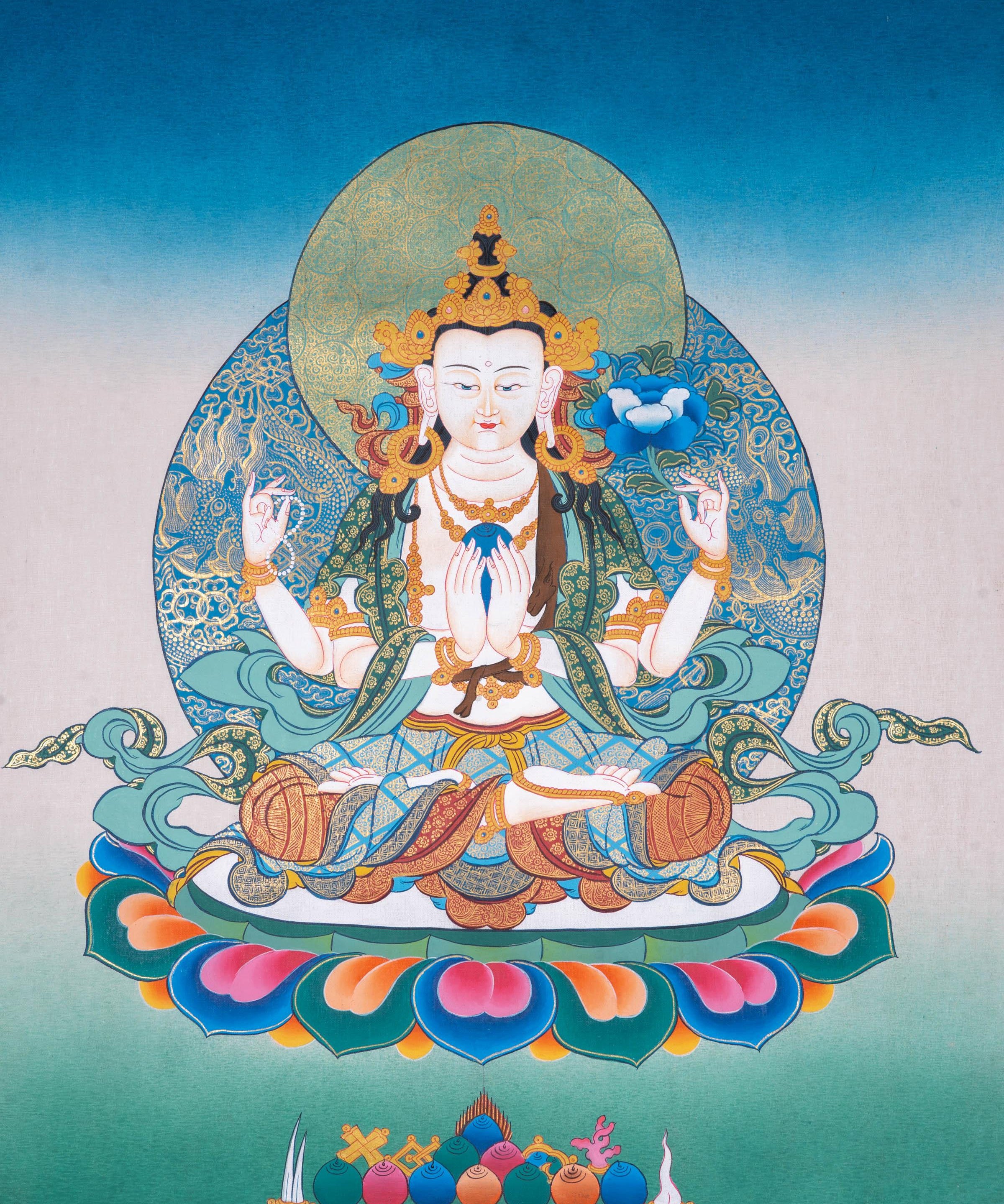 Buddhist thangka Chenrezig Bodhisattva - Himalayas Shop