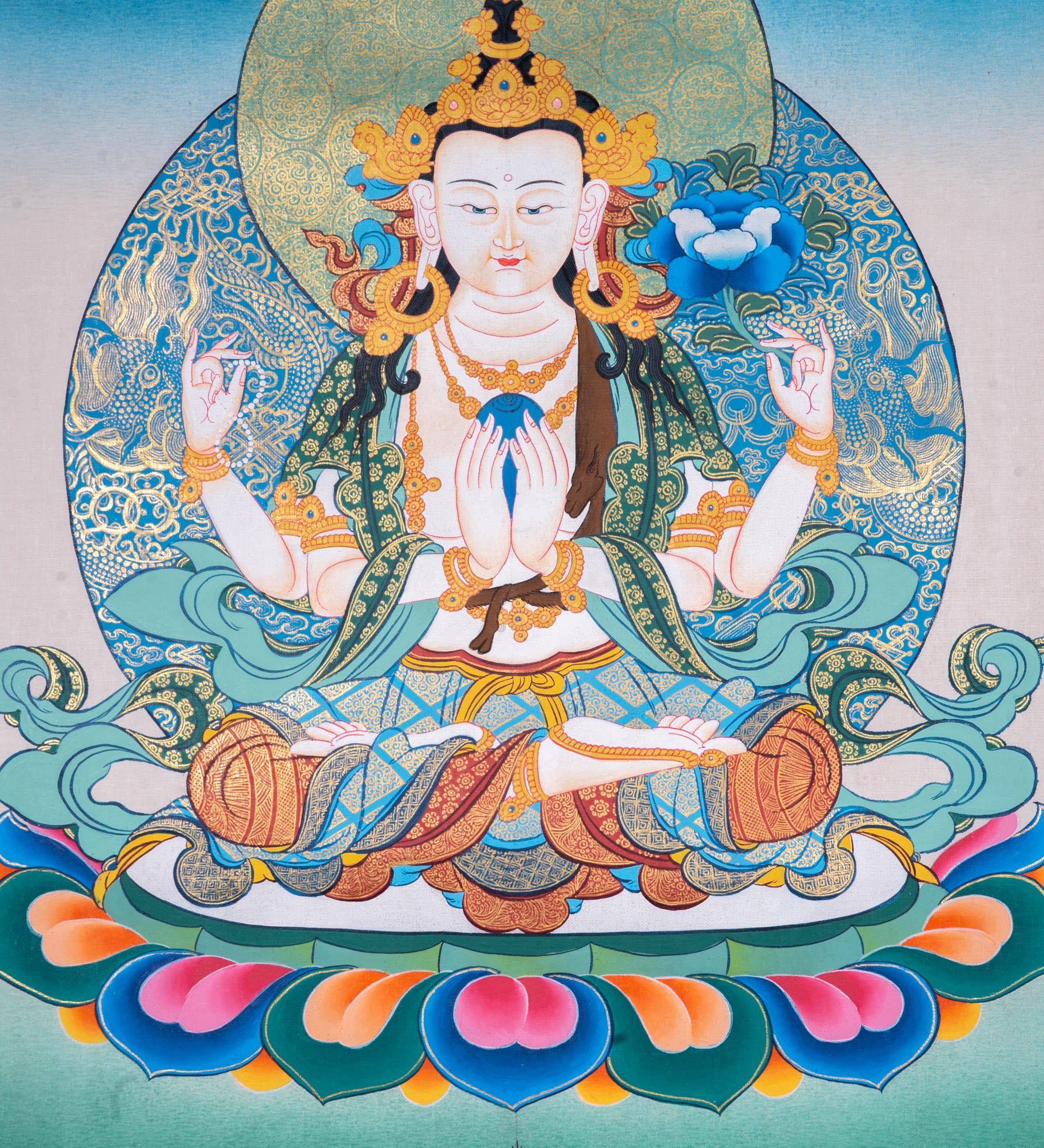 Buddhist thangka Chenrezig Bodhisattva - Himalayas Shop