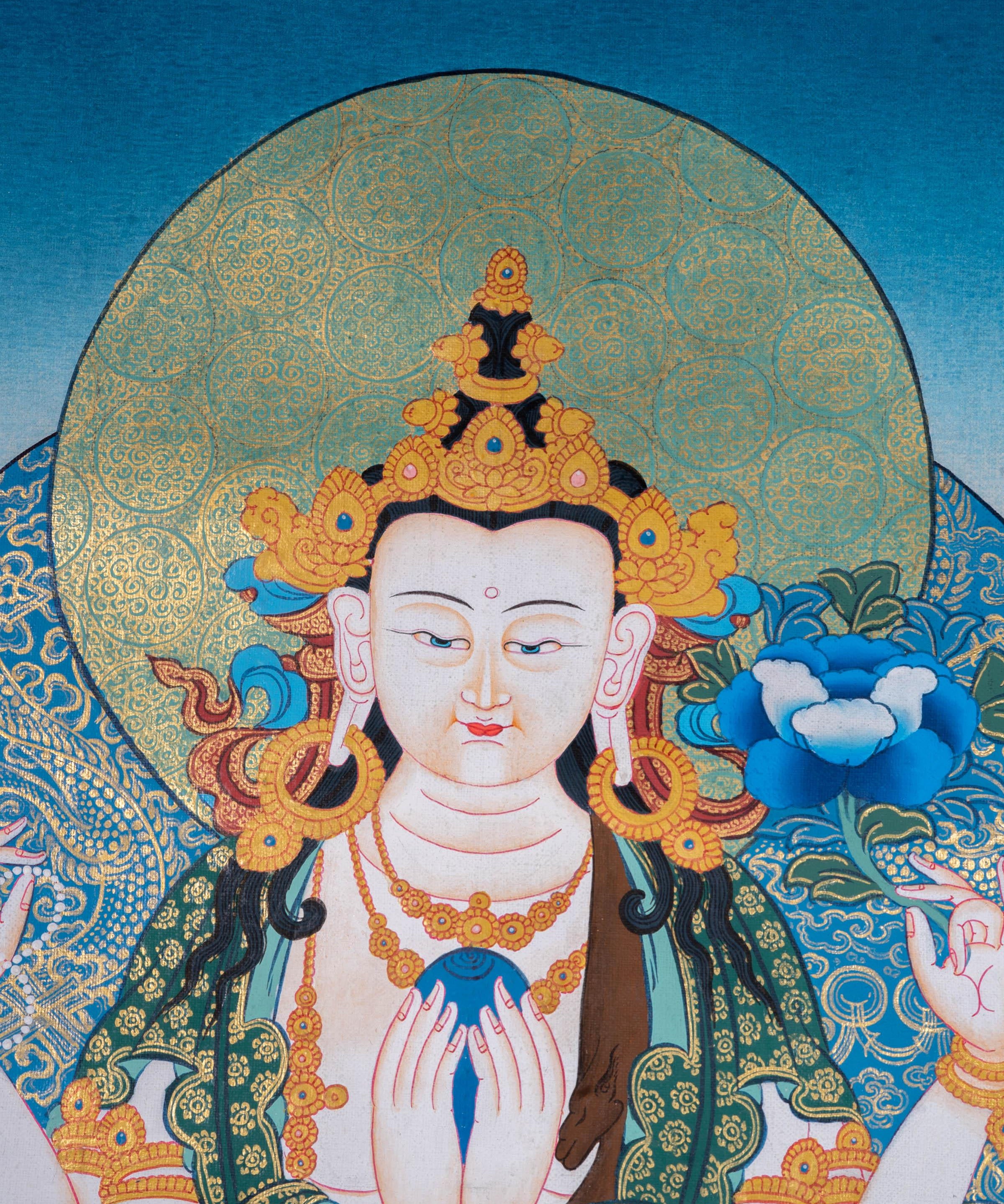 Buddhist thangka Chenrezig Bodhisattva - Himalayas Shop