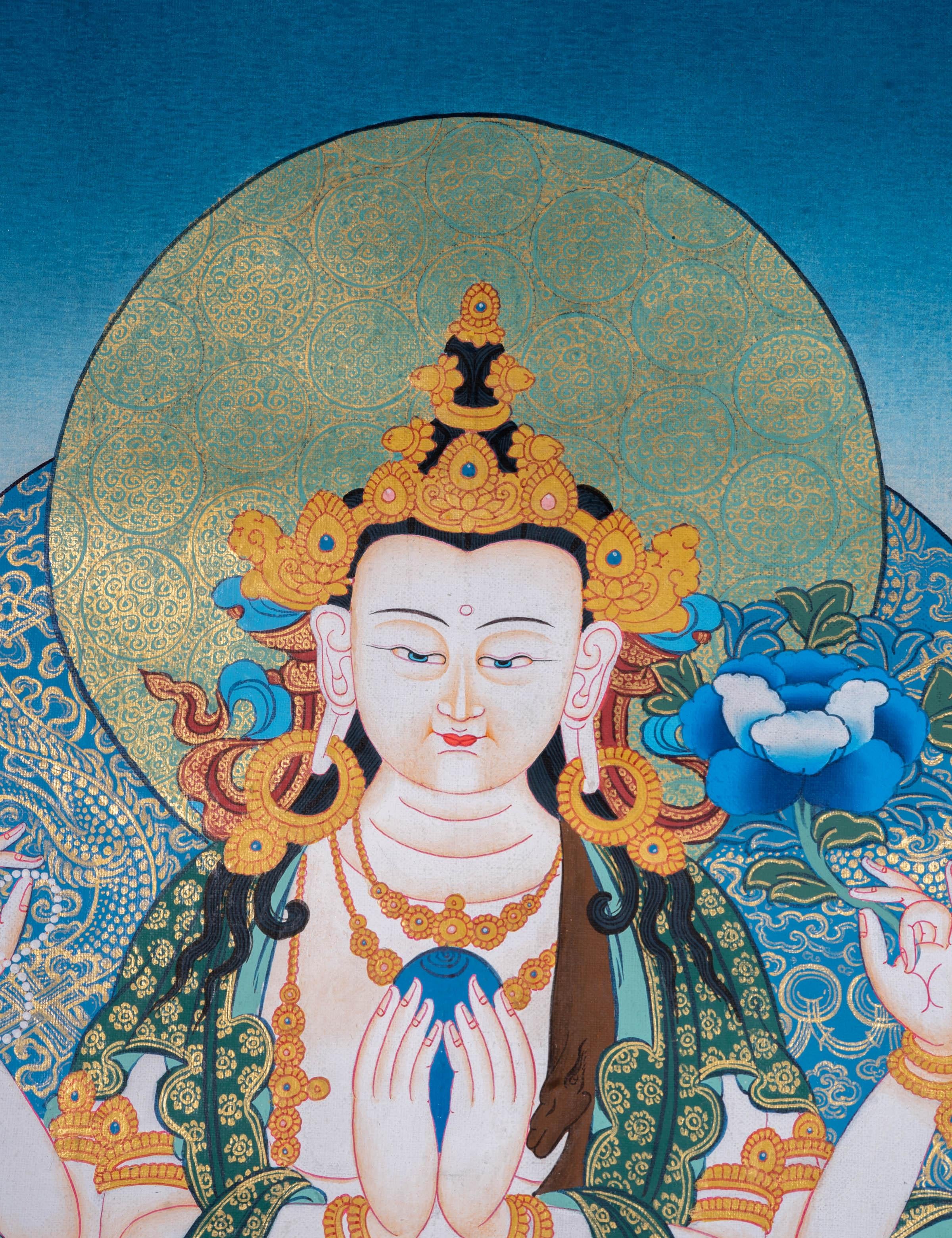 Buddhist thangka Chenrezig Bodhisattva - Himalayas Shop