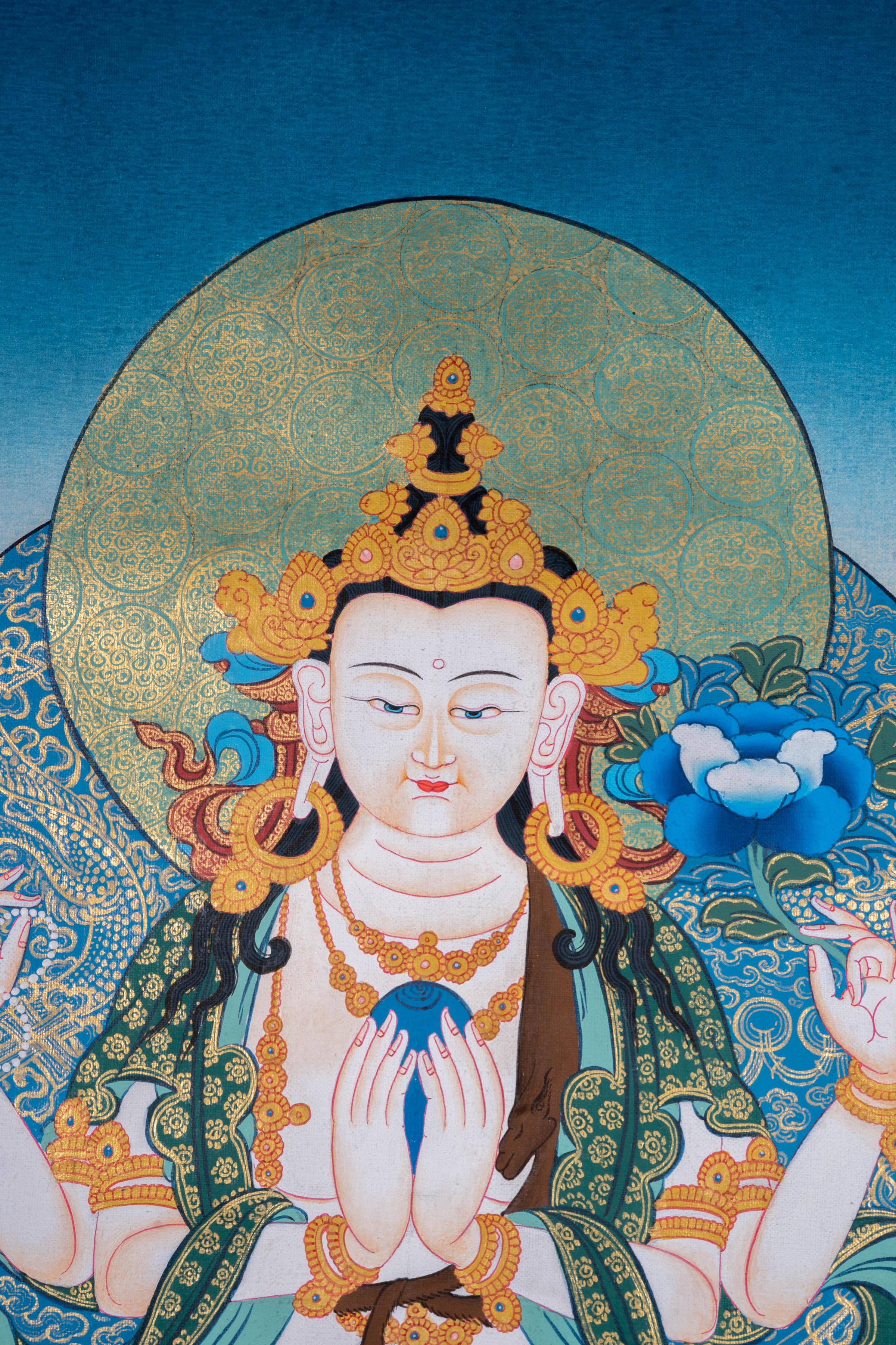 Buddhist thangka Chenrezig Bodhisattva - Himalayas Shop