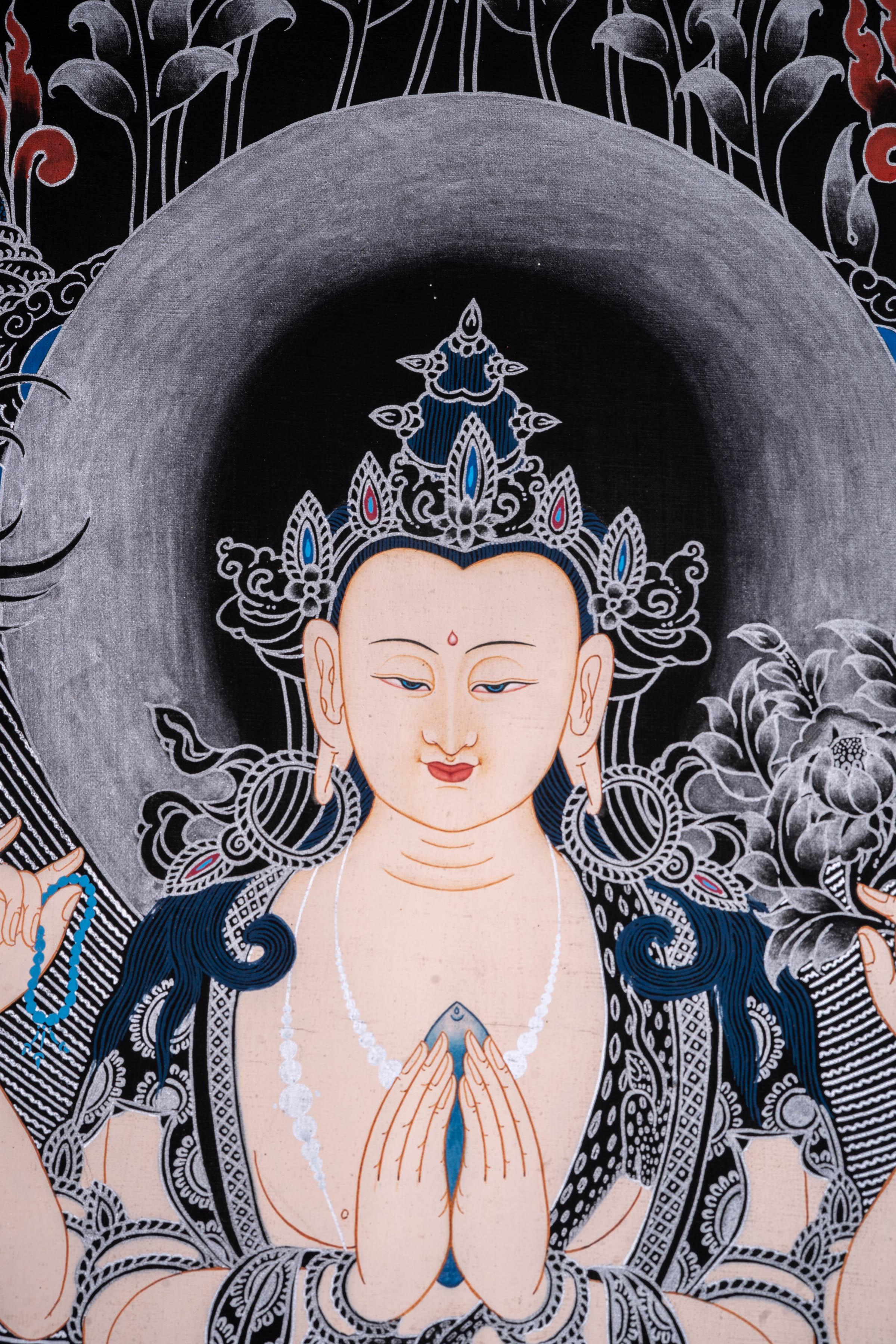Chenrezig Thangka Painting - Himalayas Shop