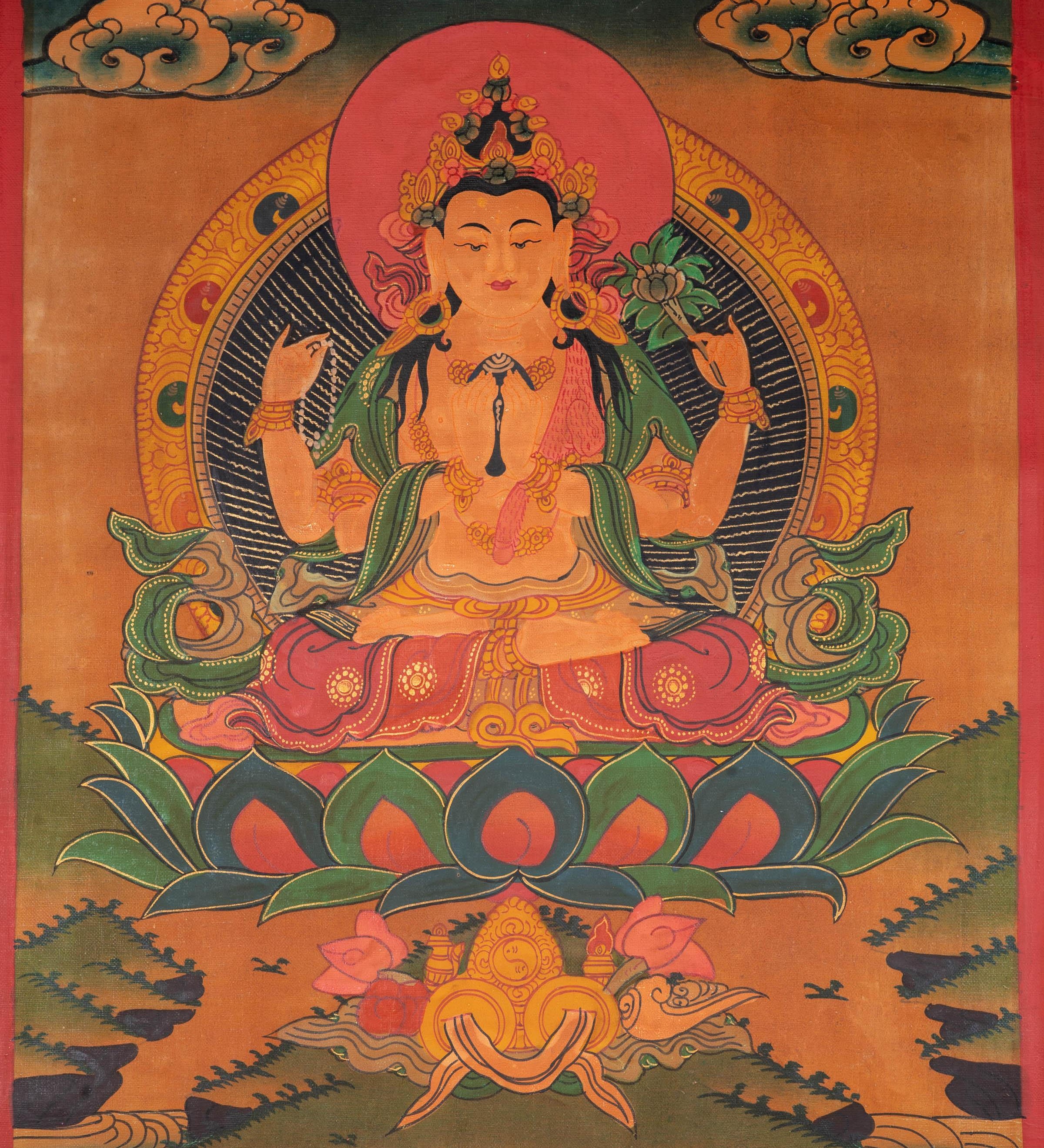Chenrezig painting from Nepal - Himalayas Shop