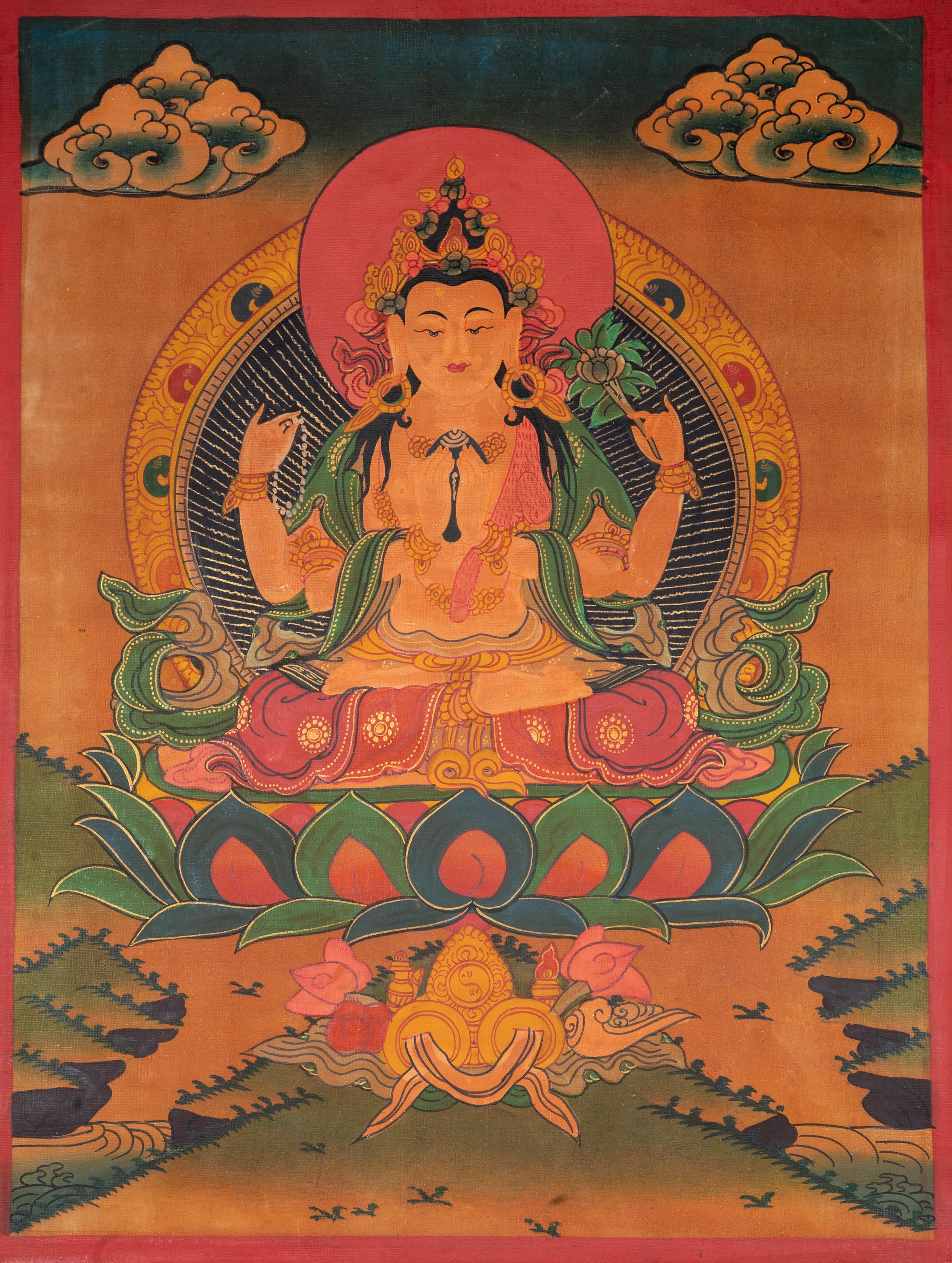 Chenrezig painting from Nepal - Himalayas Shop