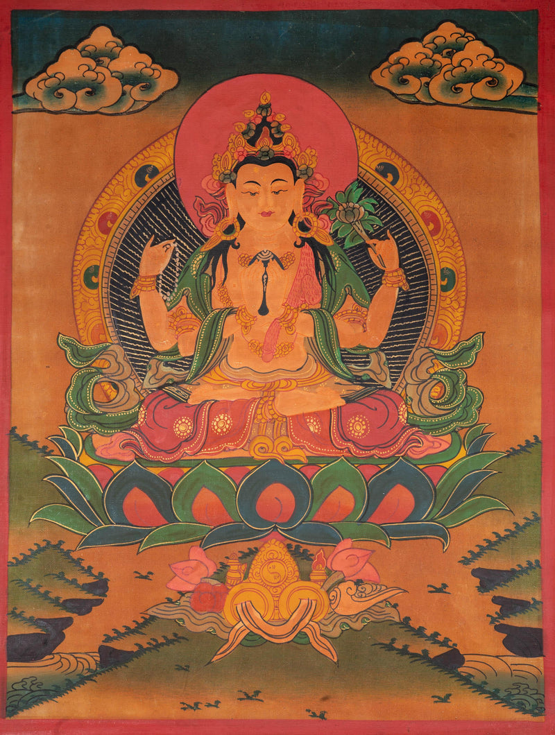 Chenrezig painting from Nepal - Himalayas Shop