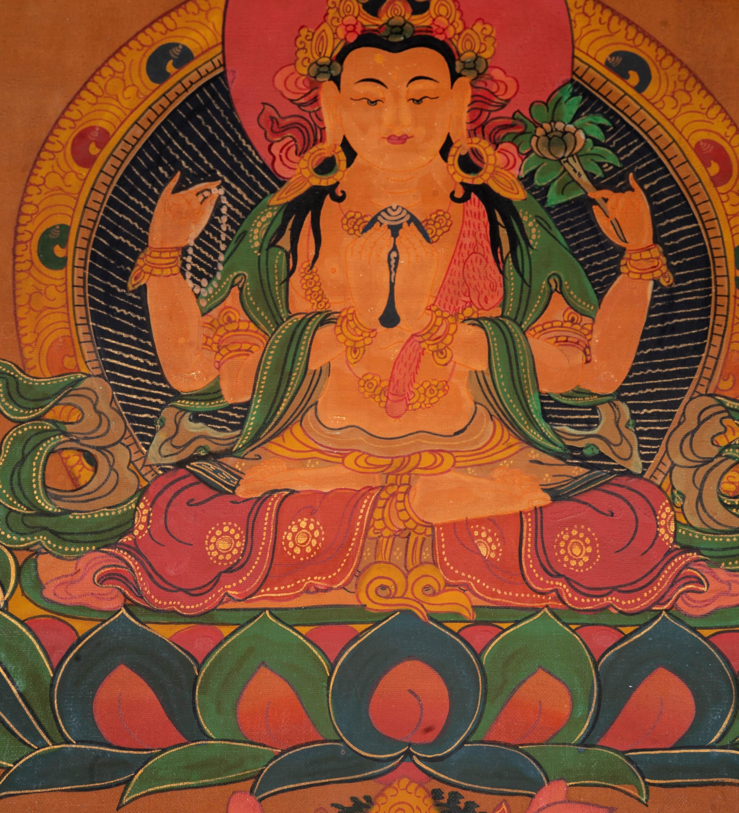 Chenrezig painting from Nepal - Himalayas Shop