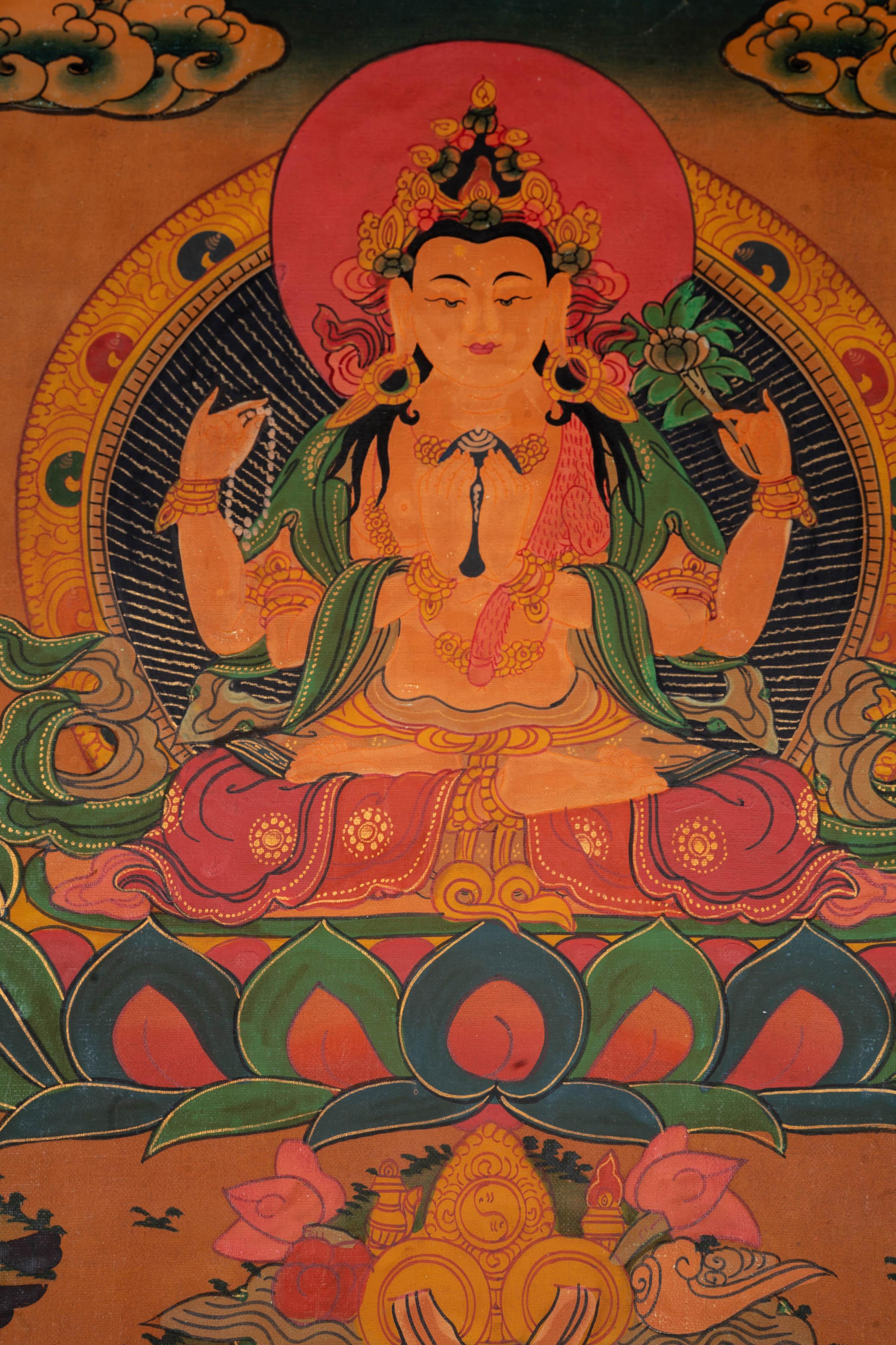 Chenrezig painting from Nepal - Himalayas Shop