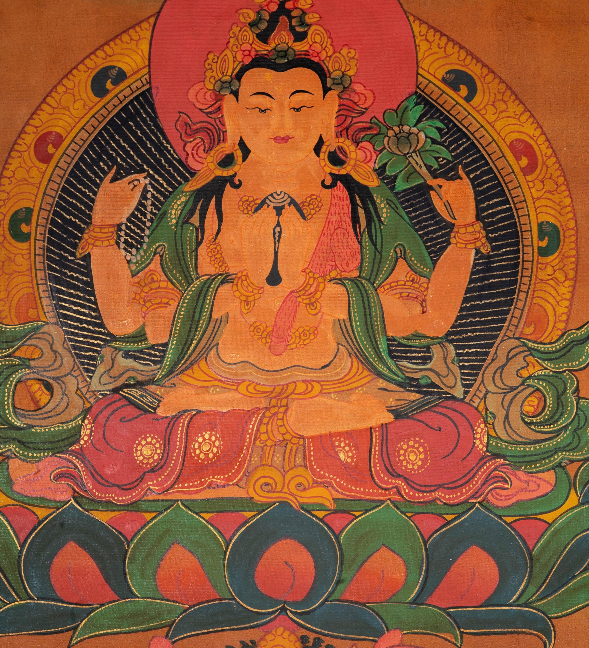 Chenrezig painting from Nepal - Himalayas Shop