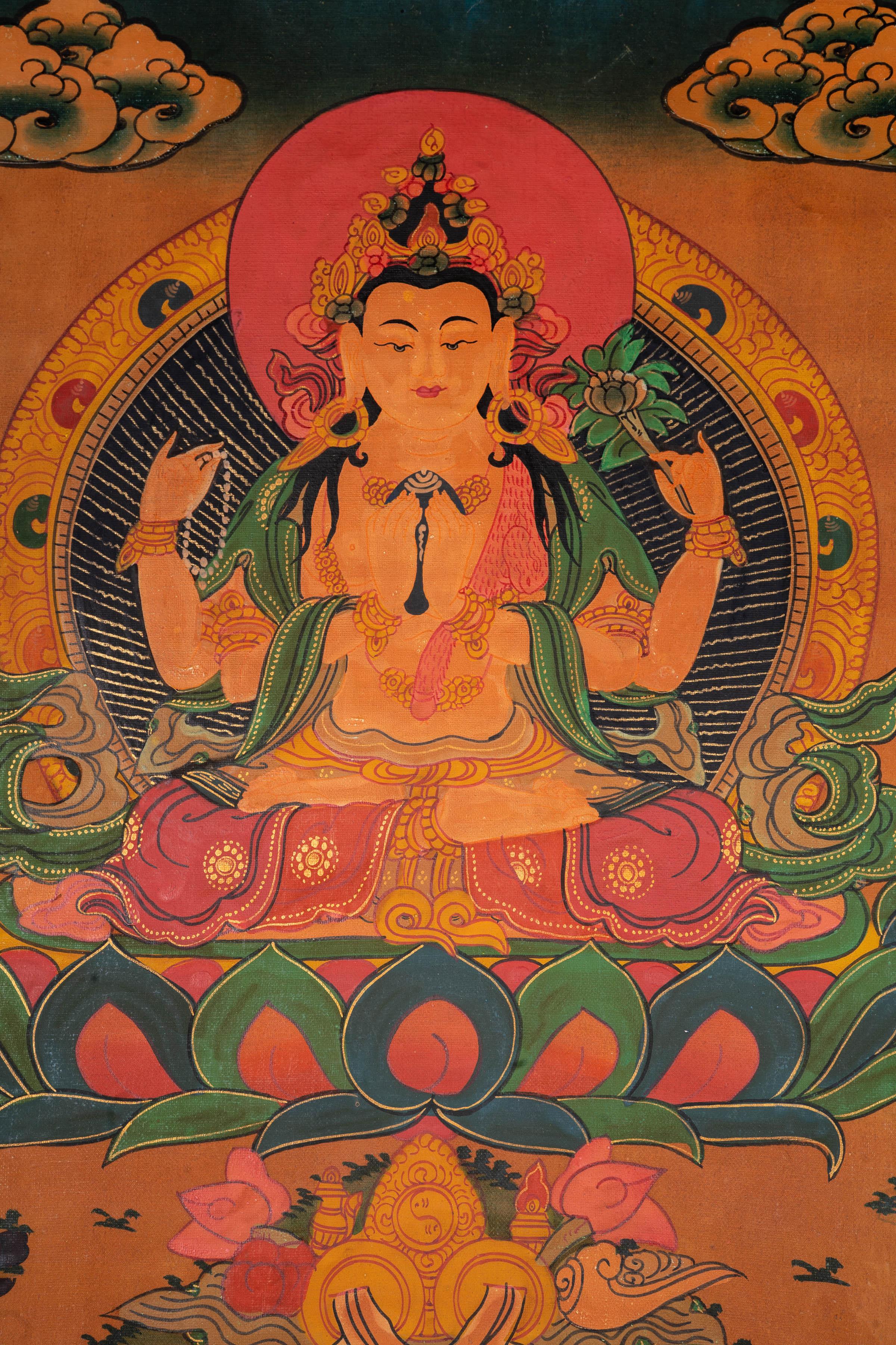 Chenrezig painting from Nepal - Himalayas Shop