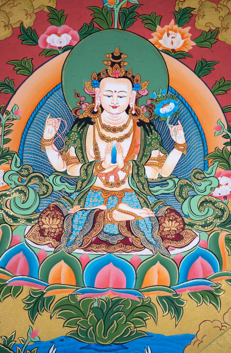 Bodhisattva of Compassion - Chengresi Thangka - Himalayas Shop