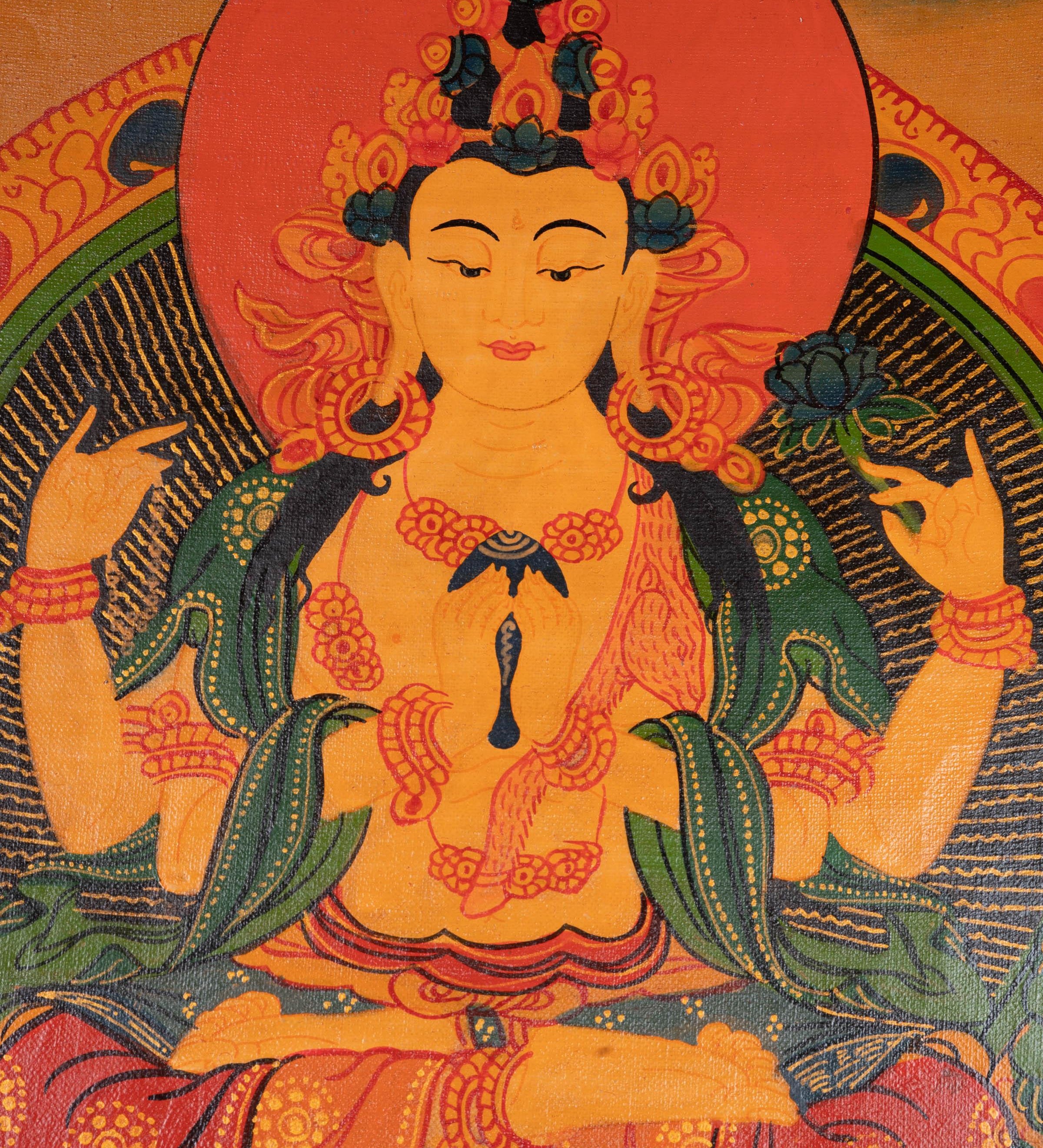 Chenrezig canvas tibetan art - Himalayas Shop