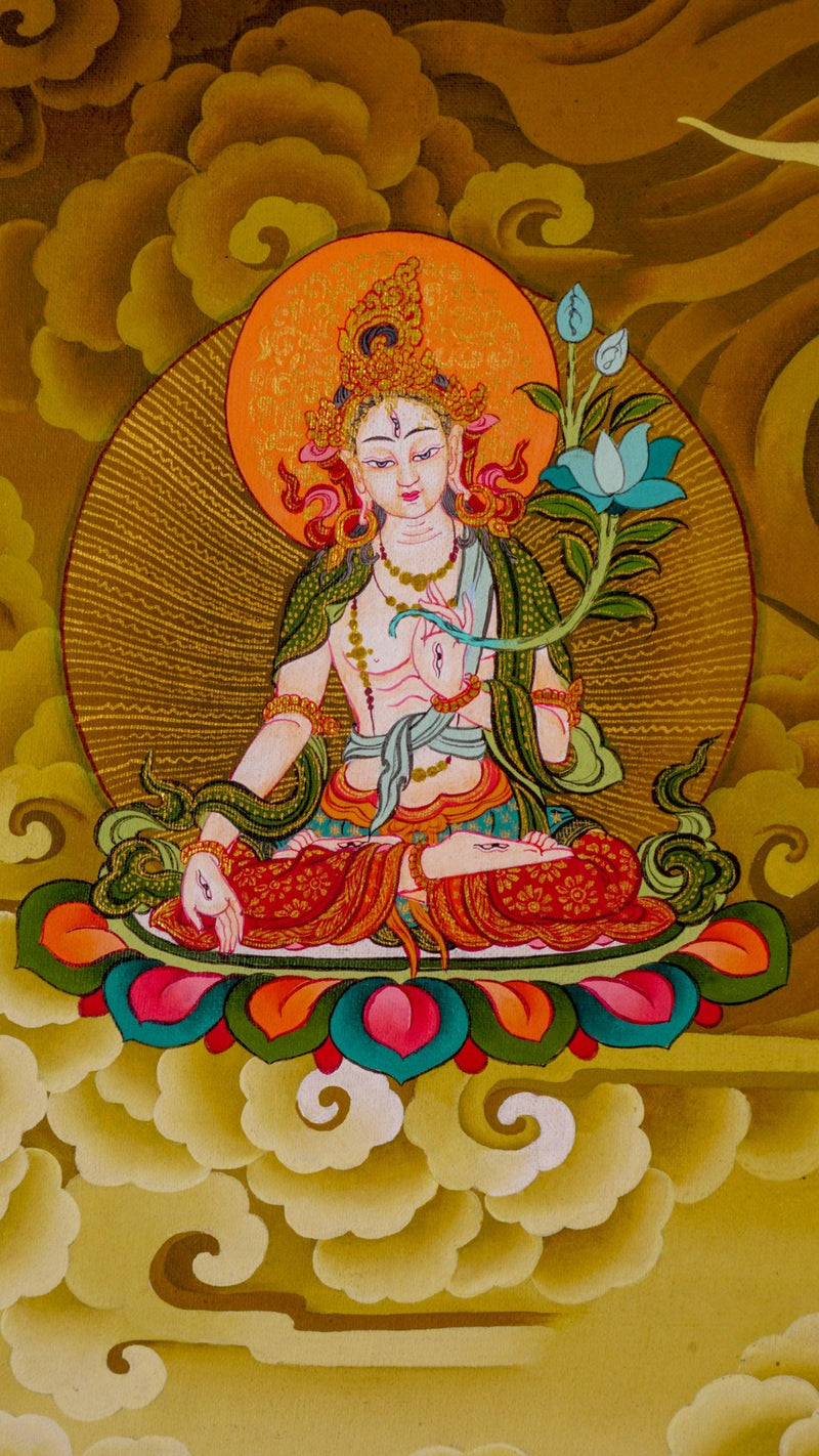 Chenrezig Thangka Painting with five deities