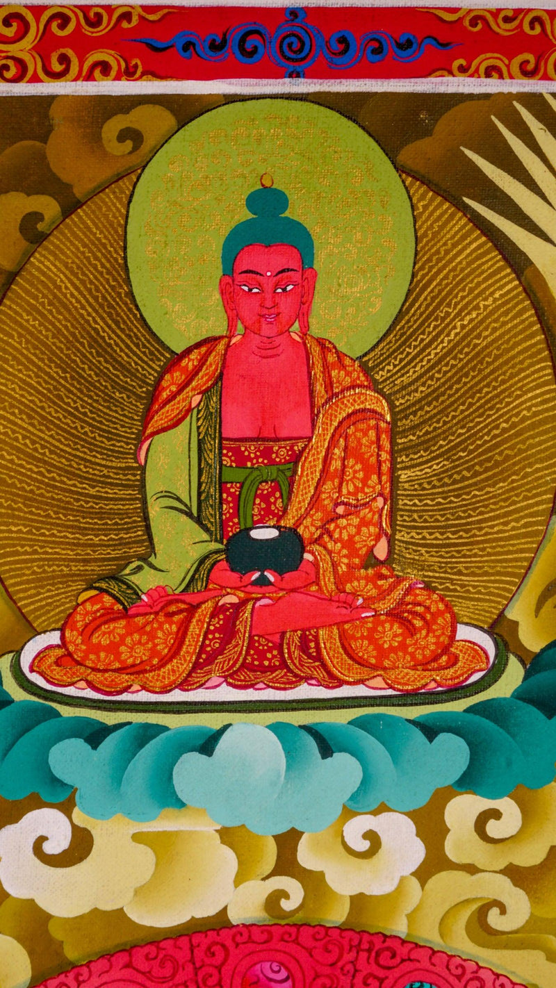 Chenrezig Thangka Painting with five deities
