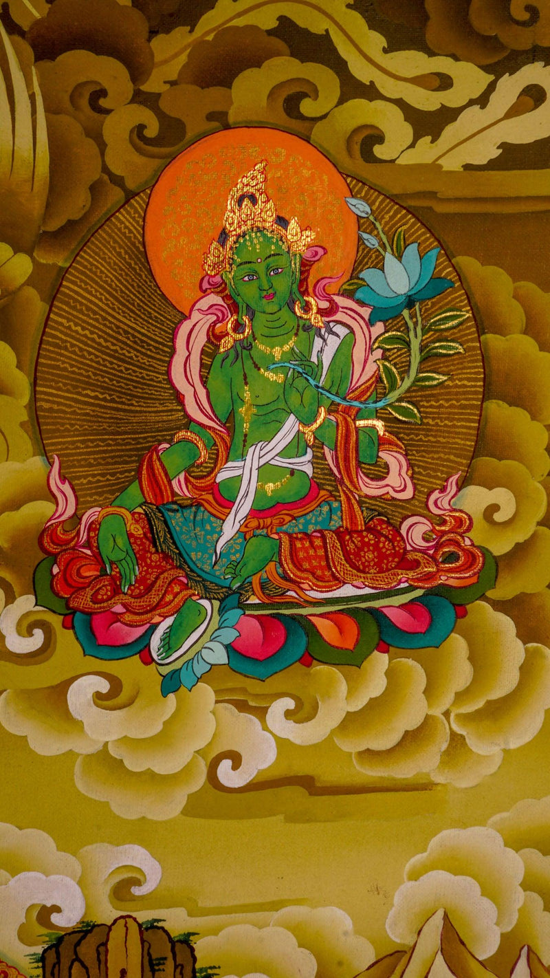 Chenrezig Thangka Painting with five deities