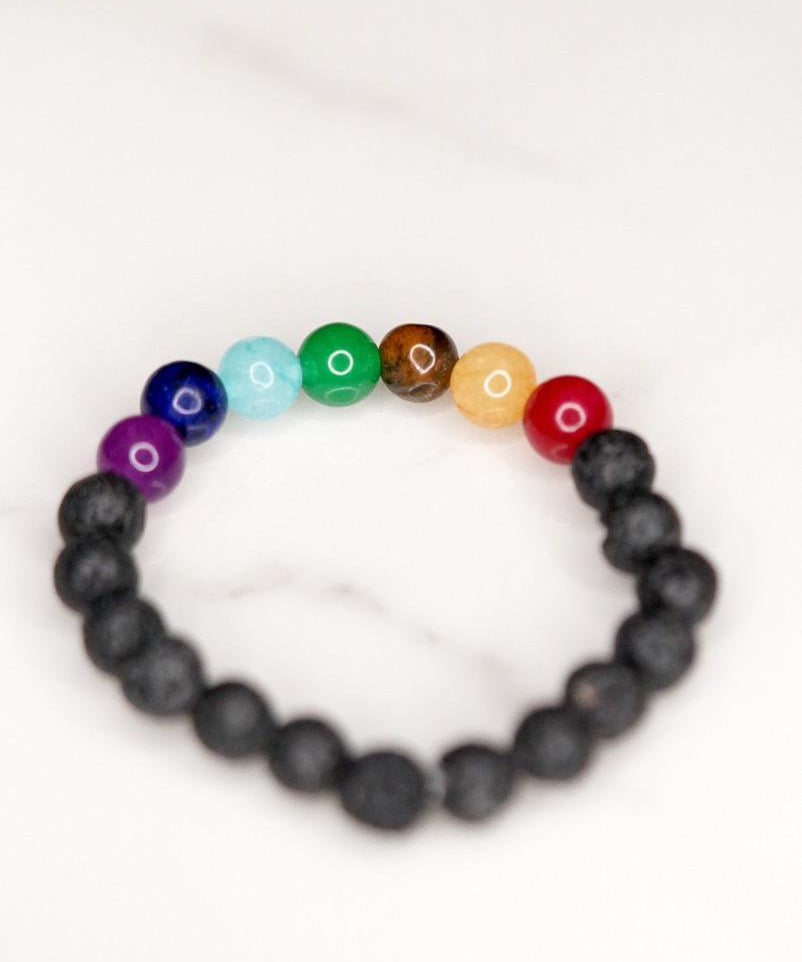 Chakra bracelet with lava stone to balance your chakra and reiki healing.