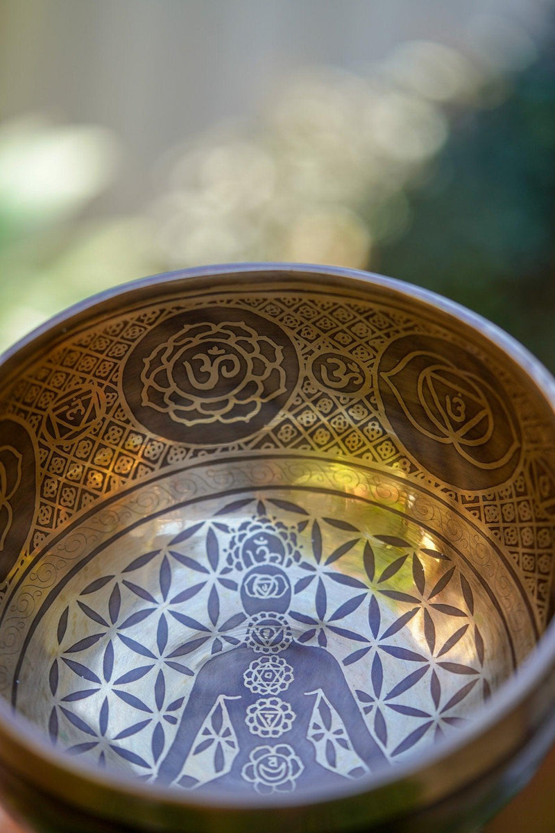 Chakra singing bowl- A complete set with striker and resting cushion