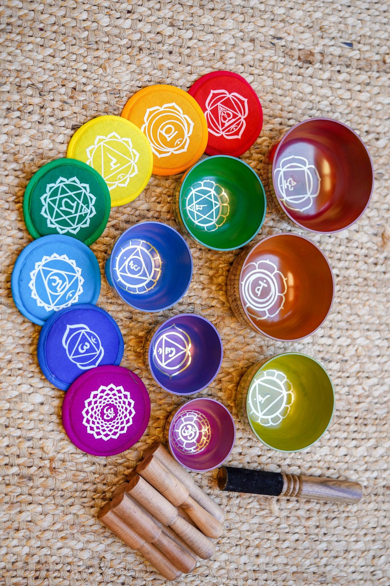7 Colourful Singing Bowl Chakra Set - Himalayas Shop