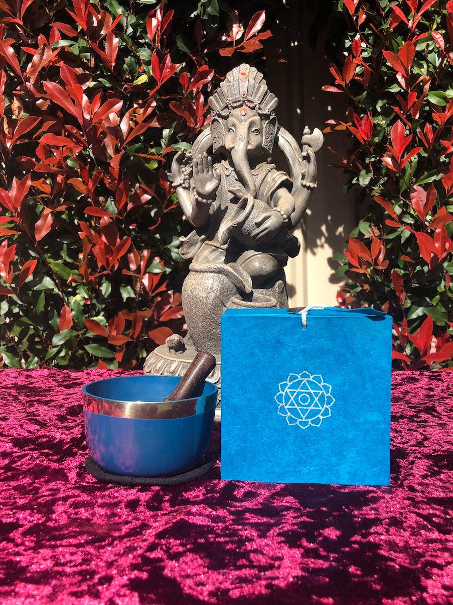 A meaningful gift set of Chakra healing bowl, bodhi seed bracelet, prayer flag for creative thinking and deep meditation, a perfect gift for your dad this Father's day.