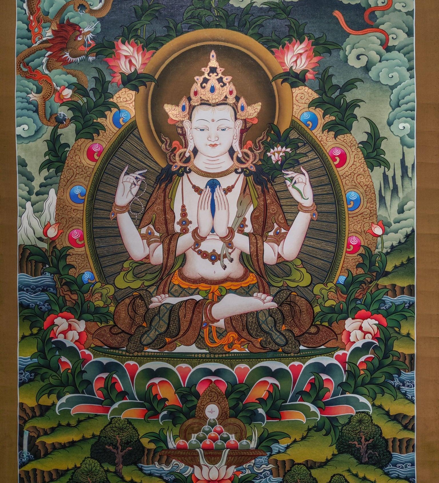 Master Quality Chenrezig Thangka Painting