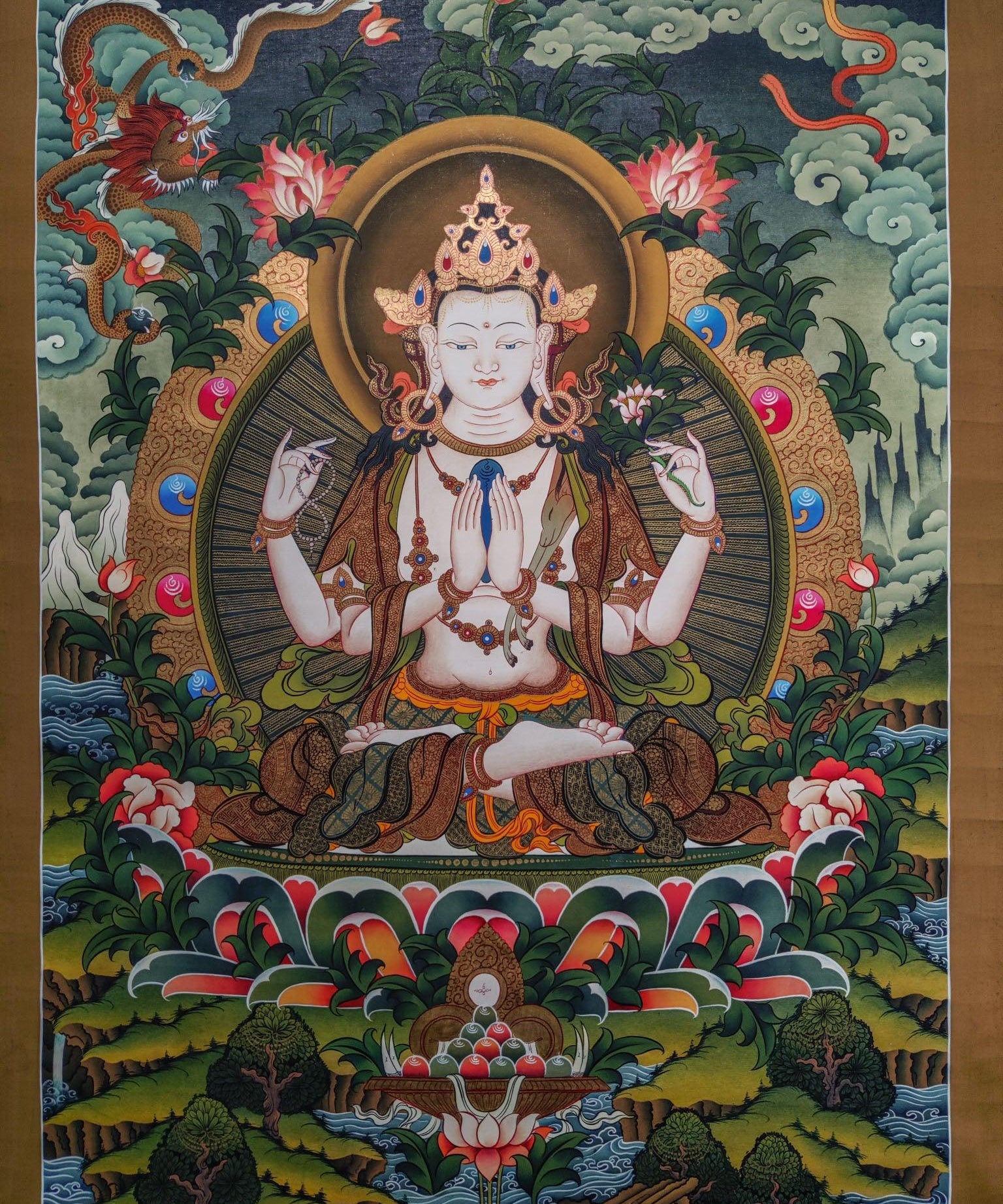 Master Quality Chenrezig Thangka Painting