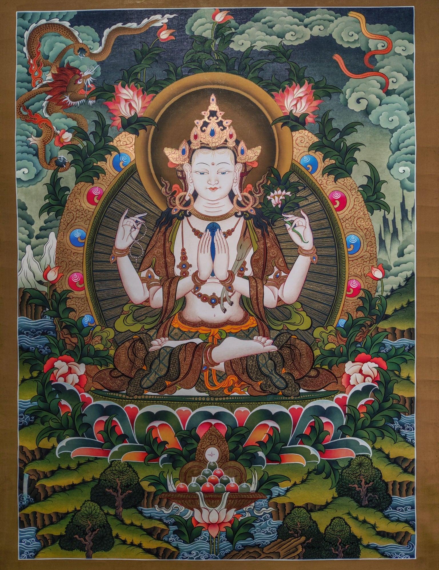 Master Quality Chenrezig Thangka Painting