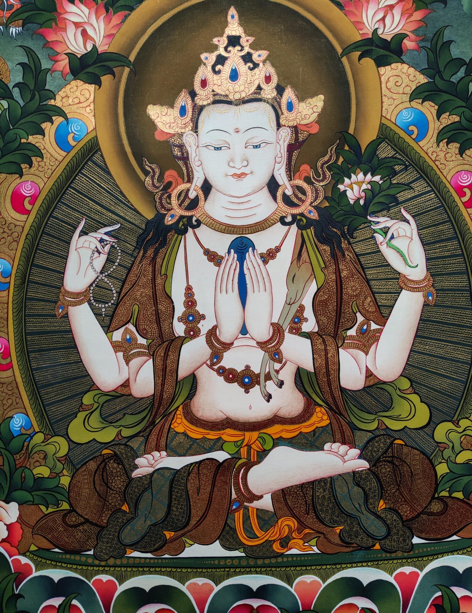 Master Quality Chenrezig Thangka Painting