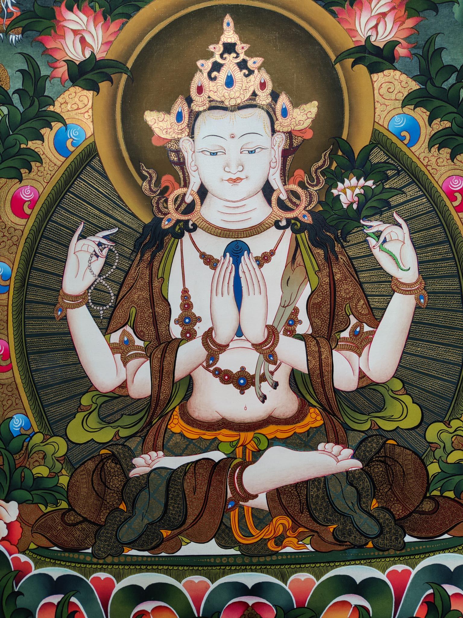 Master Quality Chenrezig Thangka Painting