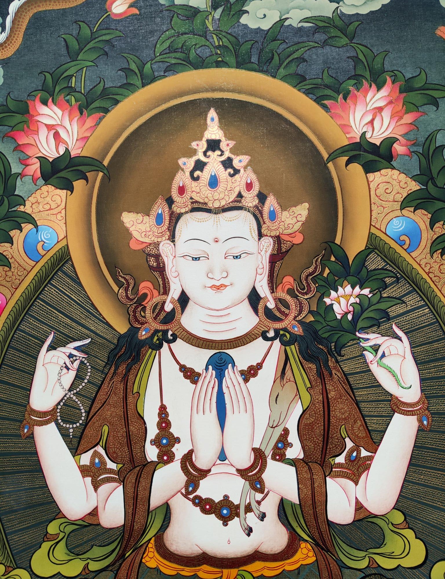 Master Quality Chenrezig Thangka Painting