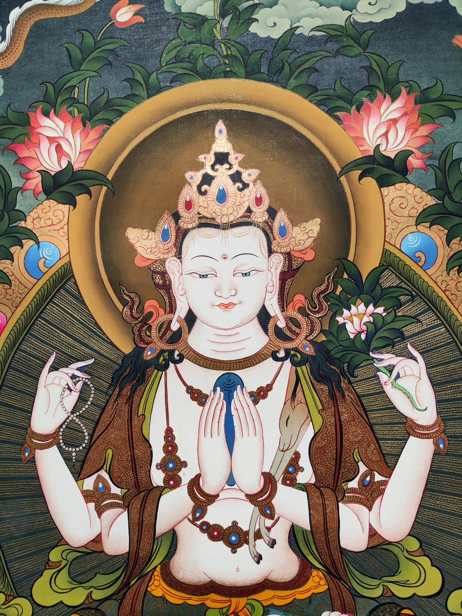 Master Quality Chenrezig Thangka Painting