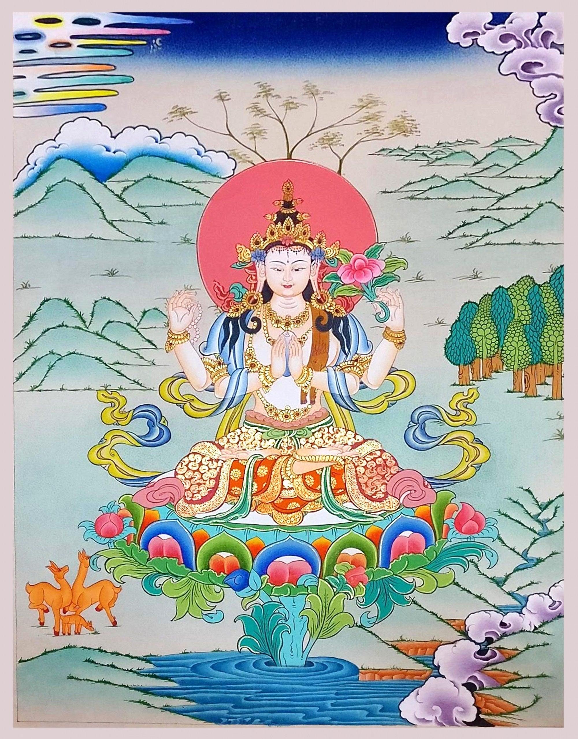 Best Chenrezig Tibetan painting