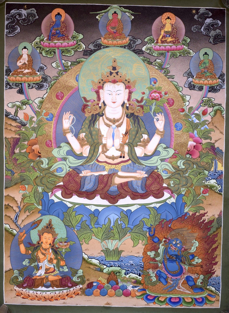 Chenrezig with 5 Buddha