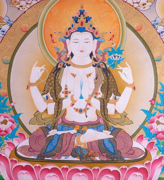 Chenrezig Thangka painting from Nepal on online at best price.