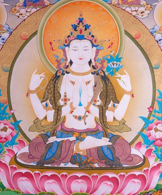 Chenrezig Thangka painting from Nepal on online at best price.