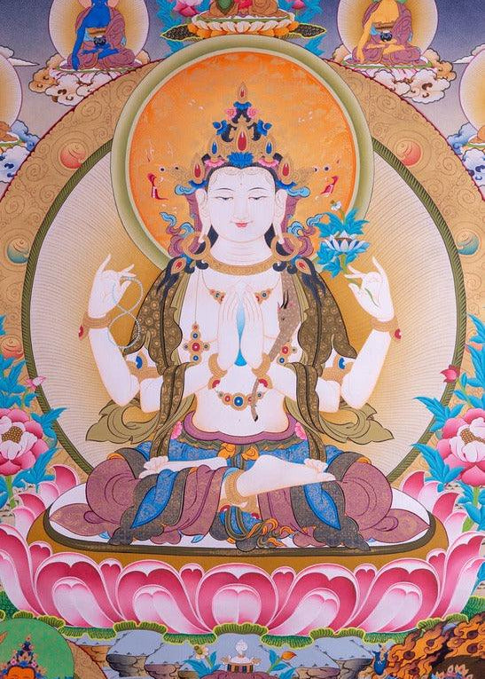 Chenrezig Thangka painting from Nepal on online at best price.