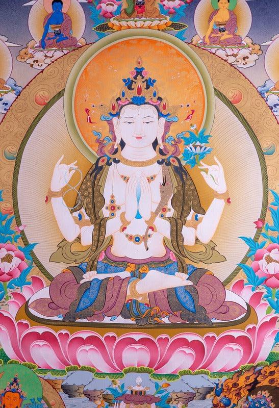 Chenrezig Thangka painting from Nepal on online at best price.