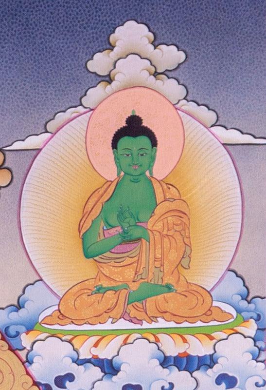 Chenrezig is known under many different names: Avalokiteshvara in sanskrit, Kuan Yin in Chinese and Kannon in Japanese.
