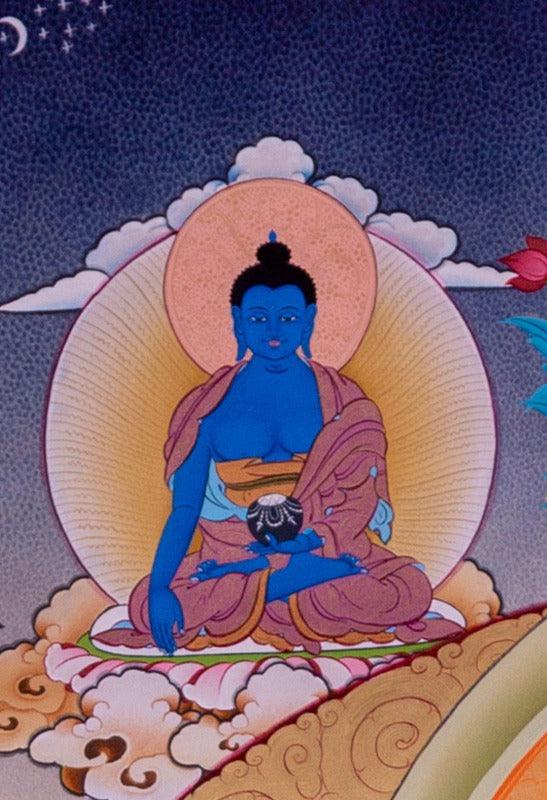 Chenrezig is known under many different names: Avalokiteshvara in sanskrit, Kuan Yin in Chinese and Kannon in Japanese.