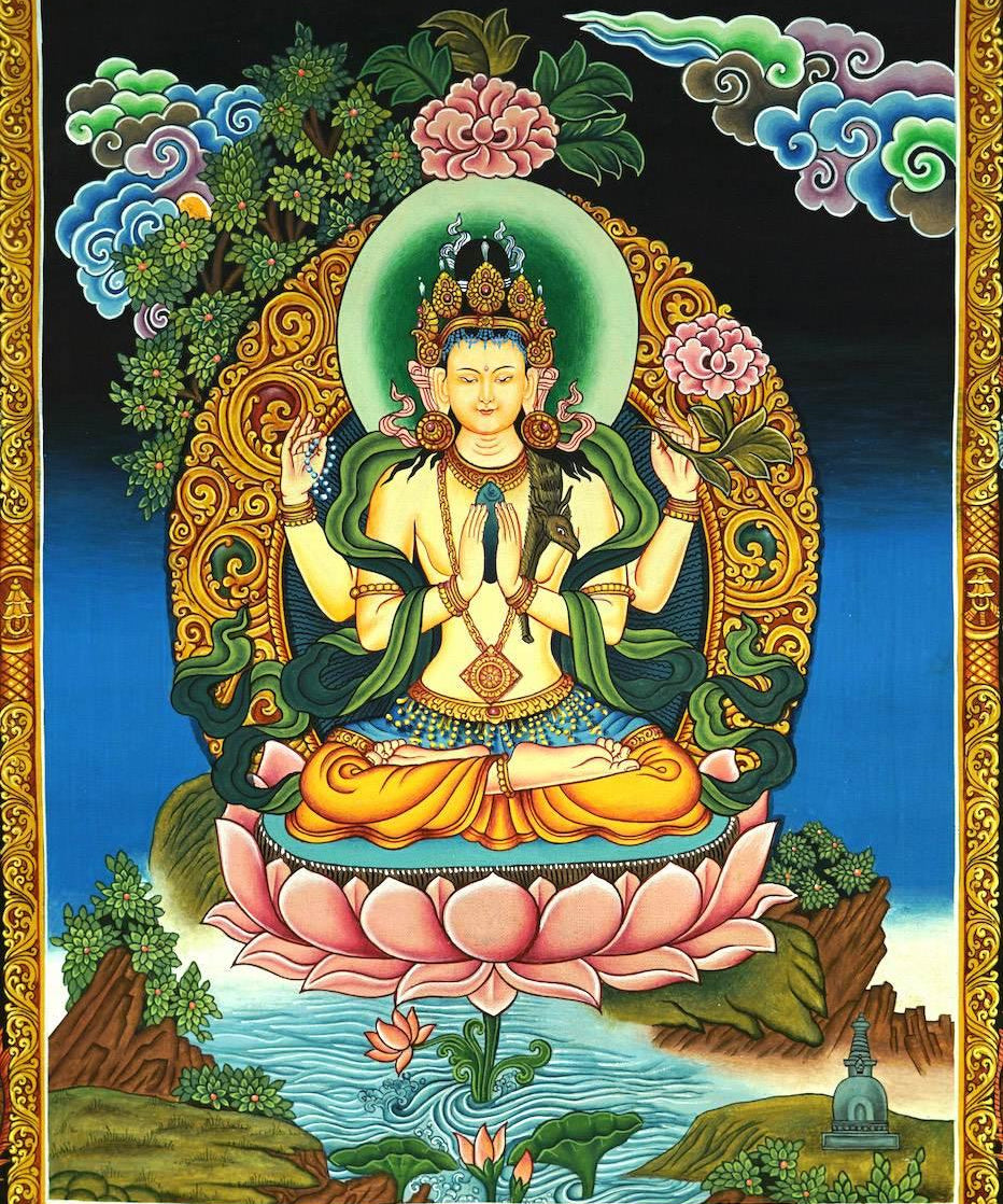 Newari Chenrezig Thangka - Himalayas Shop