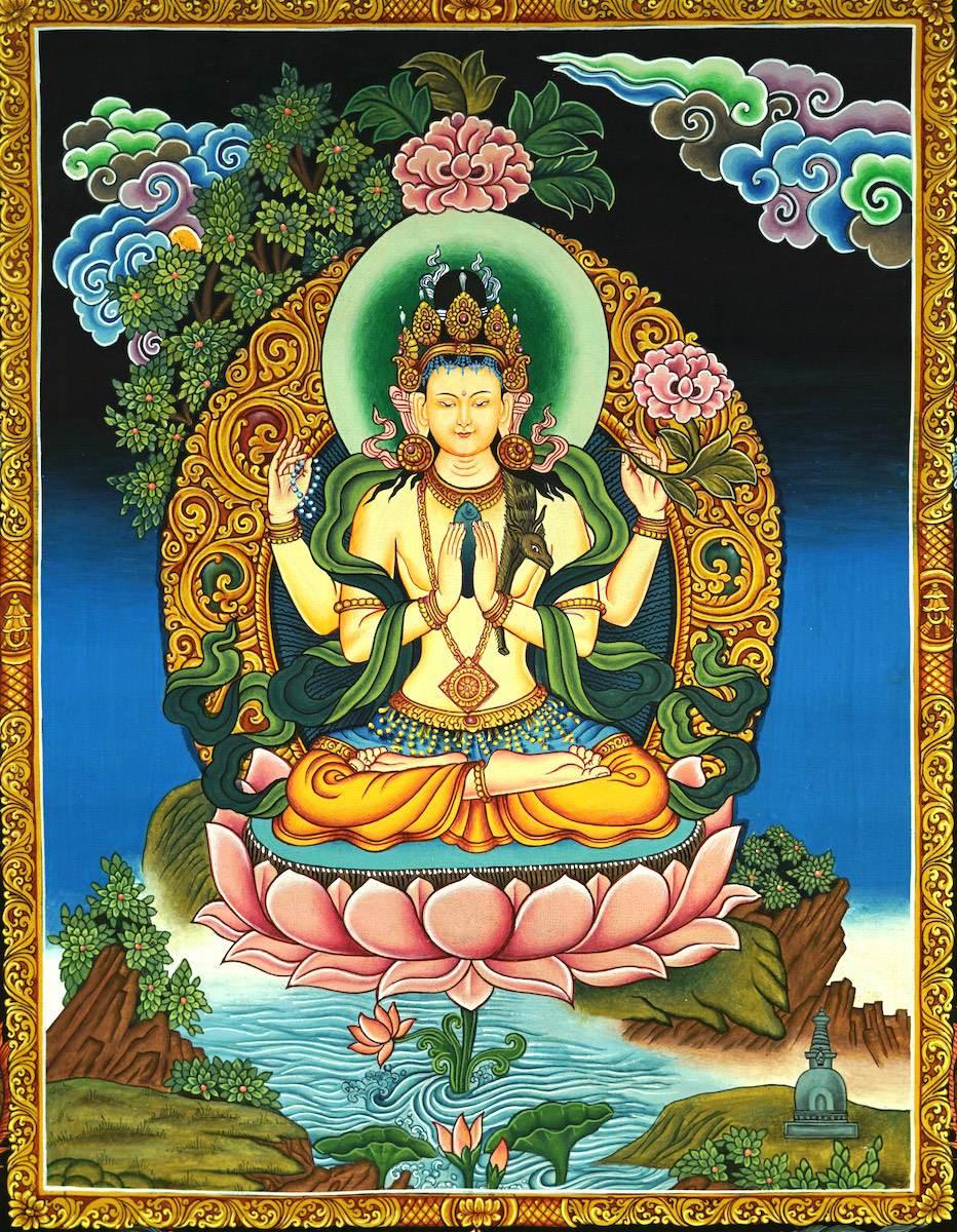 Newari Chenrezig Thangka - Himalayas Shop