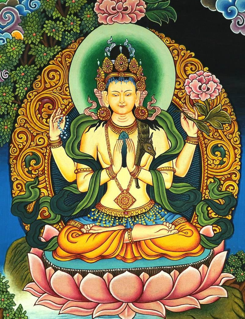 Newari Chenrezig Thangka - Himalayas Shop