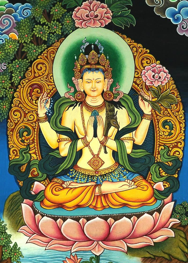 Newari Chenrezig Thangka - Himalayas Shop