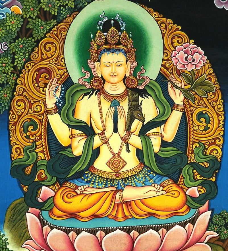 Newari Chenrezig Thangka - Himalayas Shop