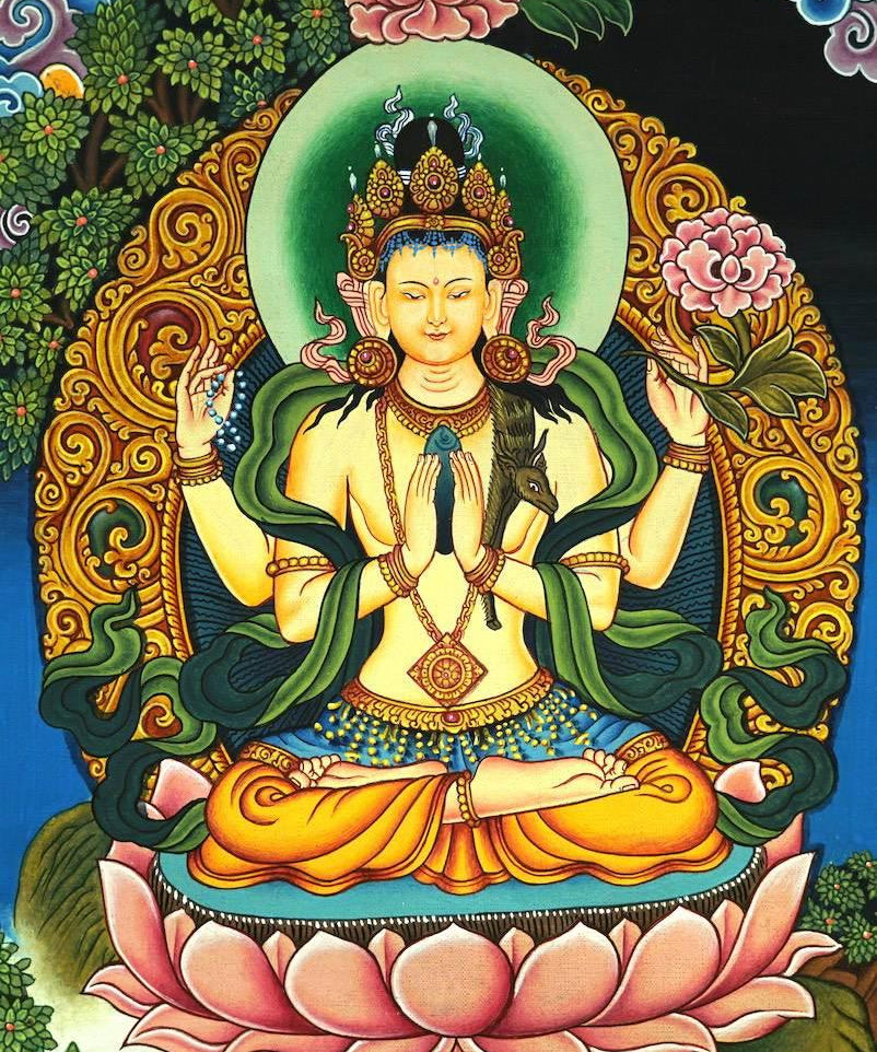 Newari Chenrezig Thangka - Himalayas Shop