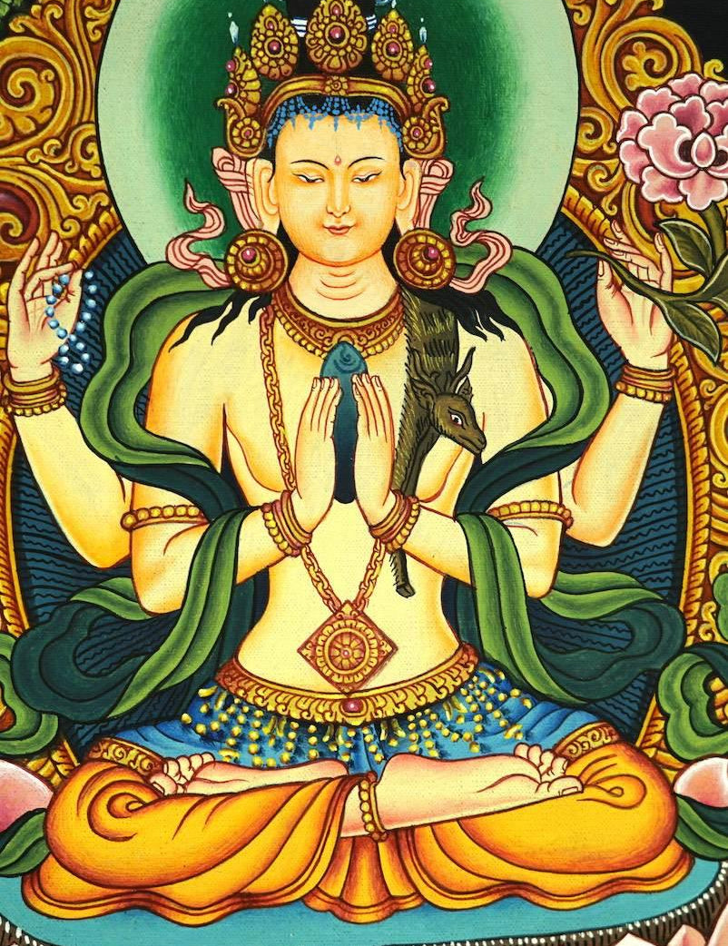 Newari Chenrezig Thangka - Himalayas Shop