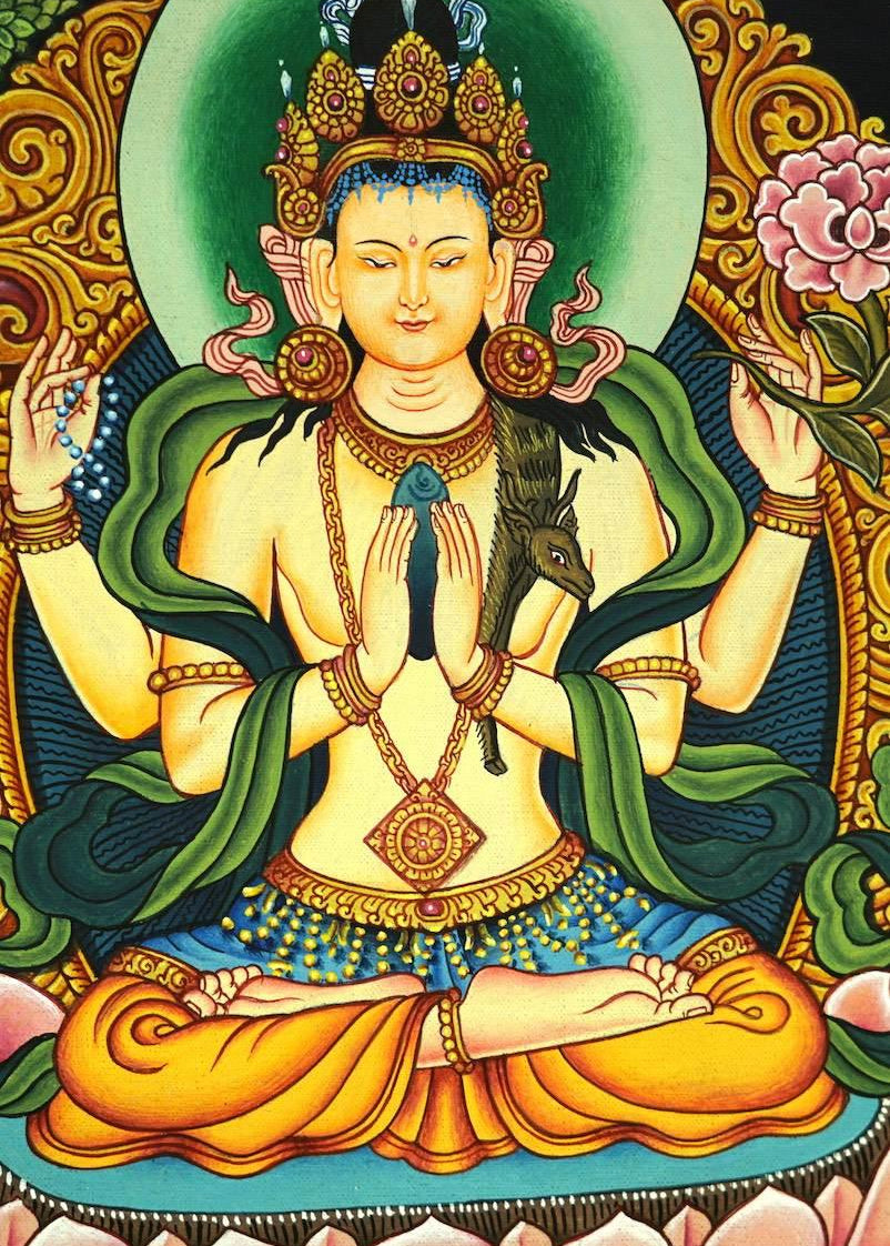 Newari Chenrezig Thangka - Himalayas Shop