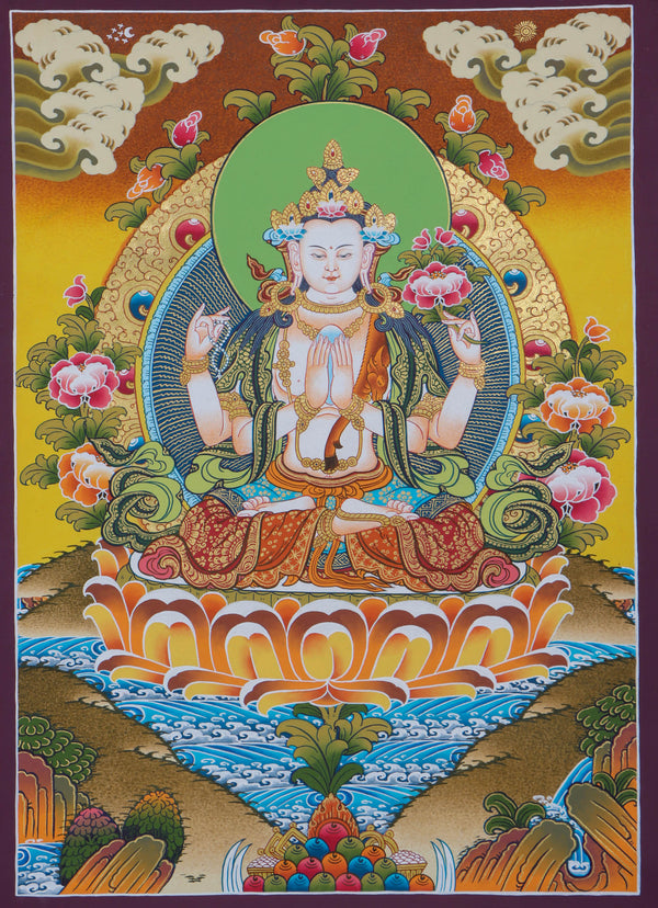 Chengresi Thangka Painting - Himalayas Shop