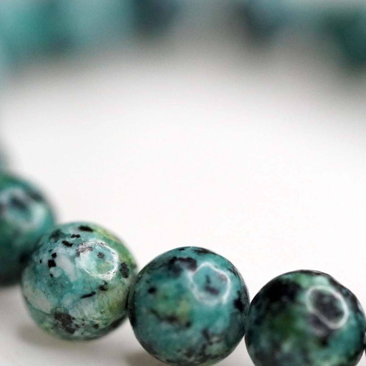 Chrysocolla Bracelets can be used with the Throat Chakra, where it helps with wise communication, or with the Heart Chakra to balance and strengthen, helping one to learn how to live from the truth of the Heart.