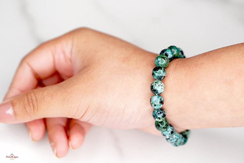 Chrysocolla Bracelets can be used with the Throat Chakra, where it helps with wise communication, or with the Heart Chakra to balance and strengthen, helping one to learn how to live from the truth of the Heart.